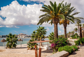 Seafront promenade of Ibiza. Balearic Islands. Spain