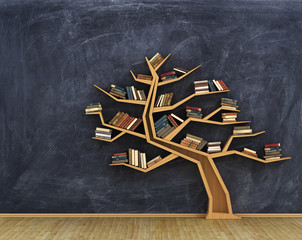 Concept of science. Bookshelf full of books in form of tree on a © sveta