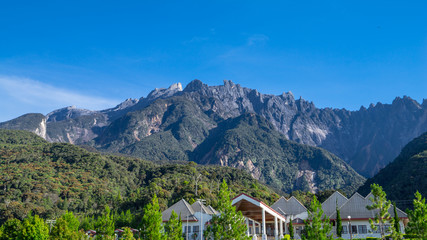 Fototapeta na wymiar View of Mount Kinabalu from Mesilau, Sabah on September 30, 2015. The highest mountain in Malaysia with elevation is 4095m and it famous among tourist.