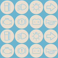 Seamless background with car dashboard icons for your design