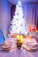 Christmas table setting for Christmas eve
