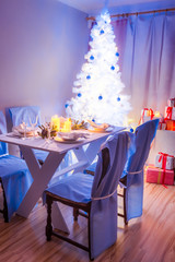 Christmas table setting with Christmas tree