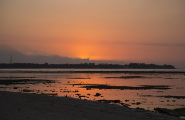 Spectacular sunset in the Gili Islands