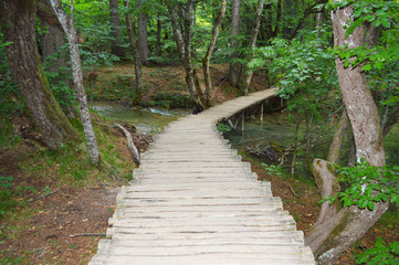 wooden walkway on plitvice park
