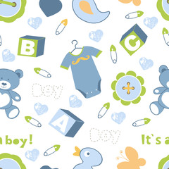 Colorful baby boy seamless pattern