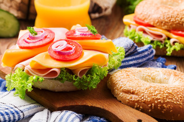 Healthy sandwich on a bagel