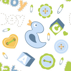 Colorful baby boy seamless pattern