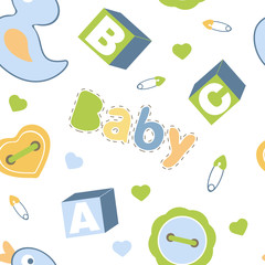 Colorful baby boy seamless pattern