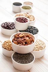different mix set beans, legumes, peas, lentils