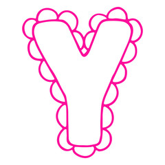 Letter Y lace pink lettering alphabet vector isolated