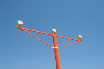 Approach lights at an airport runway