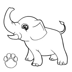paw print with elephant Coloring Page vector
