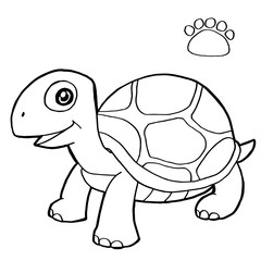 paw print with turtle Coloring Page vector
