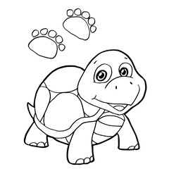 Obraz premium paw print with turtle Coloring Page vector 