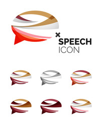 Set of abstract speech bubble and cloud icons, business logotype