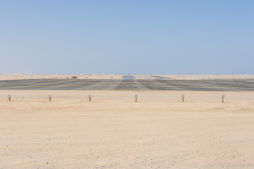 Approach lights at an airport runway