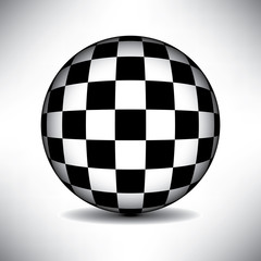 A black and white checkered sphere in vector format