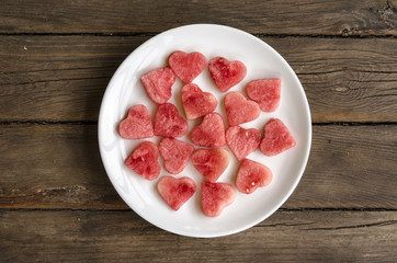 Watermelon salad with feta cheese and basil tomatoes with balsamic dressing    