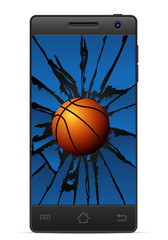 cracked smart phone basketball