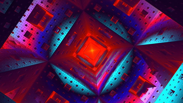 Tunnel red lights rotation animated background 3d 