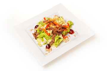 Japanese warm veal salad with NAPA cabbage and spices