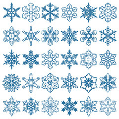 Decorative Snowflakes Vector Shapes Set 1