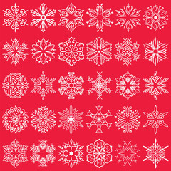 Decorative Snowflakes Vector Shapes Set 2