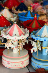 Colorful wooden carousel musical box