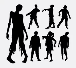 Fotobehang Zombie horror people silhouettes. Good use for symbol, logo, web icon, mascot, or any design you want. Easy to use. © ComicVector