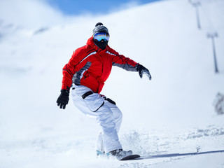 Snowboarder in action