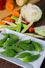 organic vegetables on  wooden table