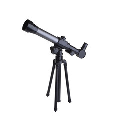 black telescope on a white isolated background