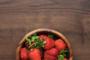 strawberries on the wooden table