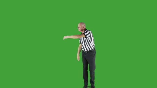 Man dressed in basketball referee uniform signaling Isolation.