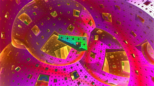 Virtual science fiction geometric architecture world animated background 3d