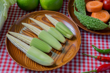 organic vegetables on  cloth