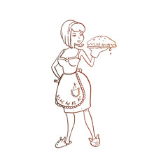 Fototapeta premium Housewife vector sketch