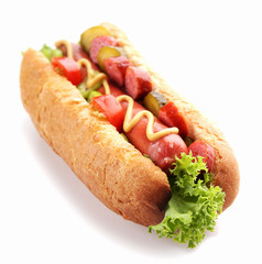 Fresh hot dog isolated on white
