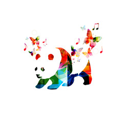 Colorful panda design with butterflies