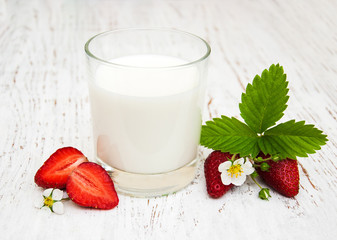 Milk and strawberries
