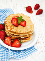 Pancakes with strawberries