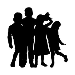 Vector silhouette of children.