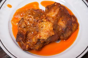 Chicken fillet in spicy sauce