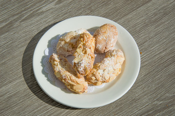 Typical Italian almond pastries for breakfast