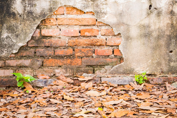 cracked concrete vintage brick old wall background.