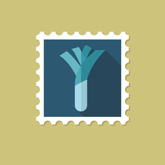 Leek flat stamp with long shadow
