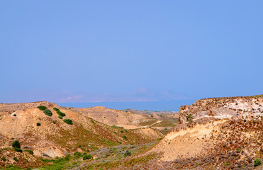 The rocky hill above the sea on the island of Kos in Greece.