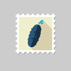 Cucumber flat stamp with long shadow