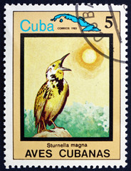 Postage stamp Cuba 1983 The Eastern Meadowlark, Bird
