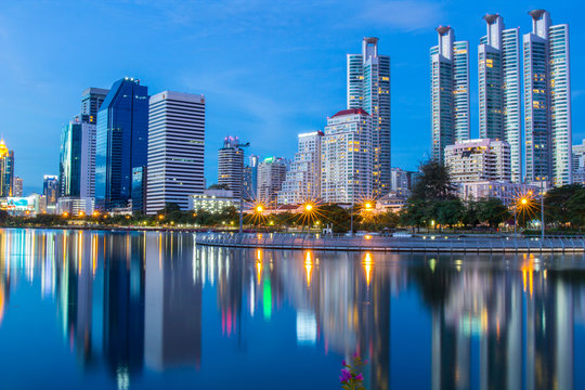 Cityscape Shot Of Benchakitti Park Or Queen Sirikit National Convention Center.